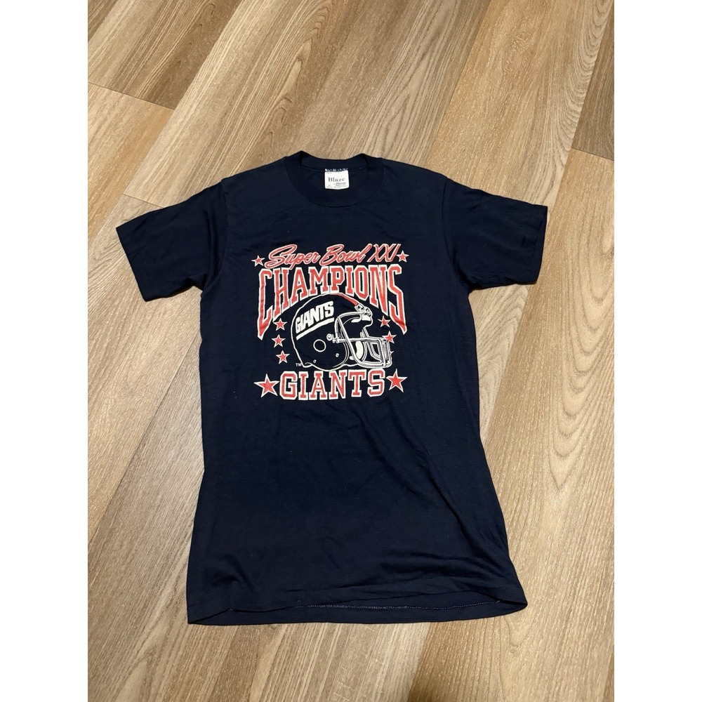 Blaze T Shirt Mens M Blue Vtg 1986 New York Giants Superbowl XXI Champions Tee